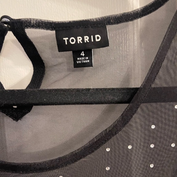 Torrid Black Mesh Top with Pearl Details - Picture 4 of 5